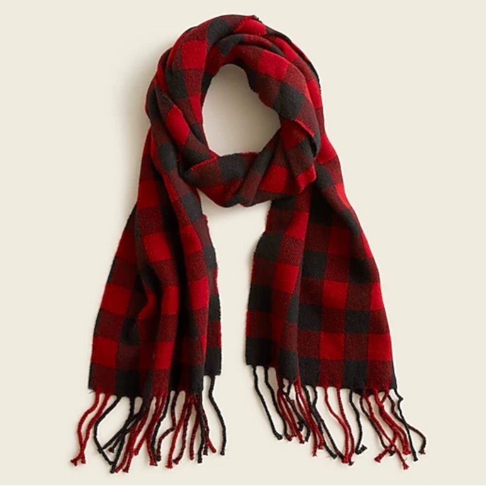J. Crew NWT Wool Scarf in Holiday Buffalo‎ Plaid